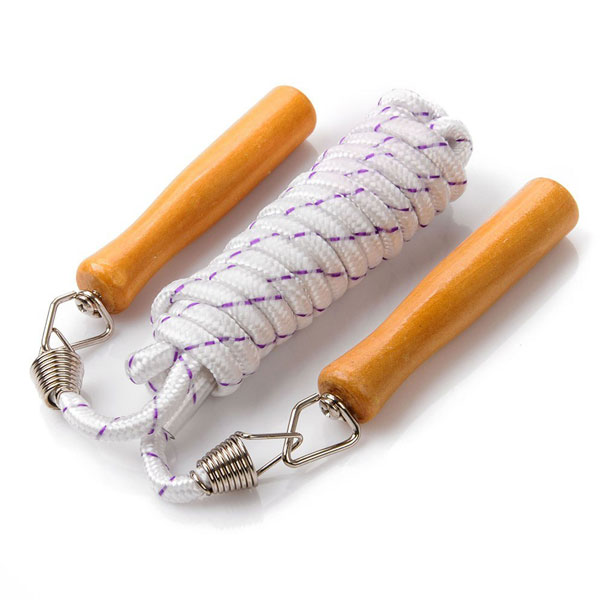 Skipping rope with wooden handles