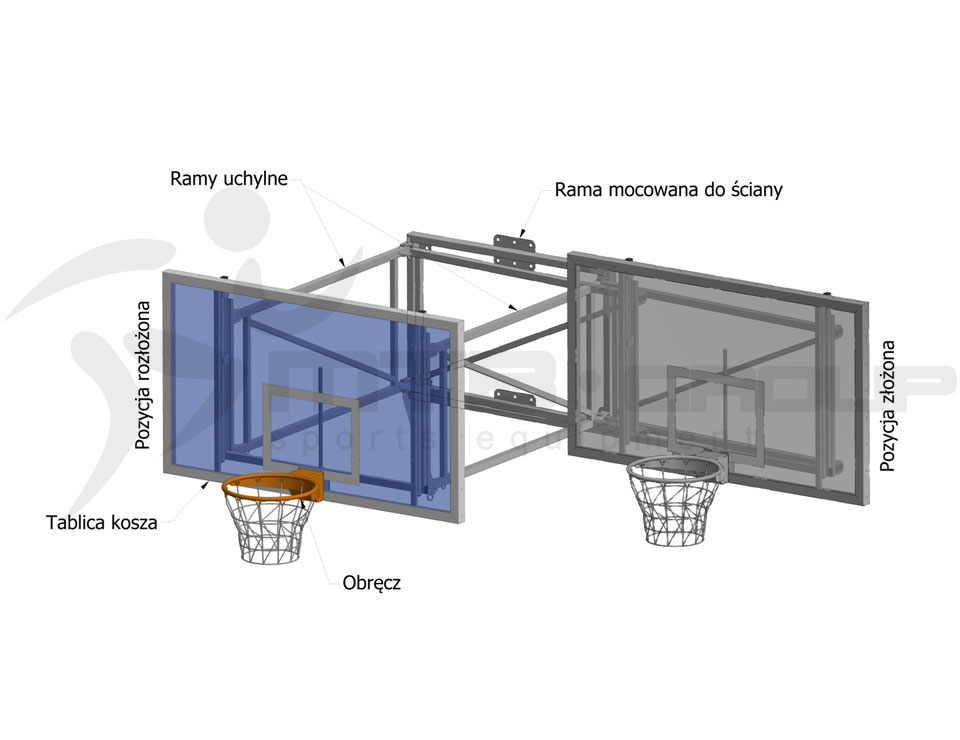 SUPPORTED TILTING BASKETBALL CONSTRUCTION 400-550 CM