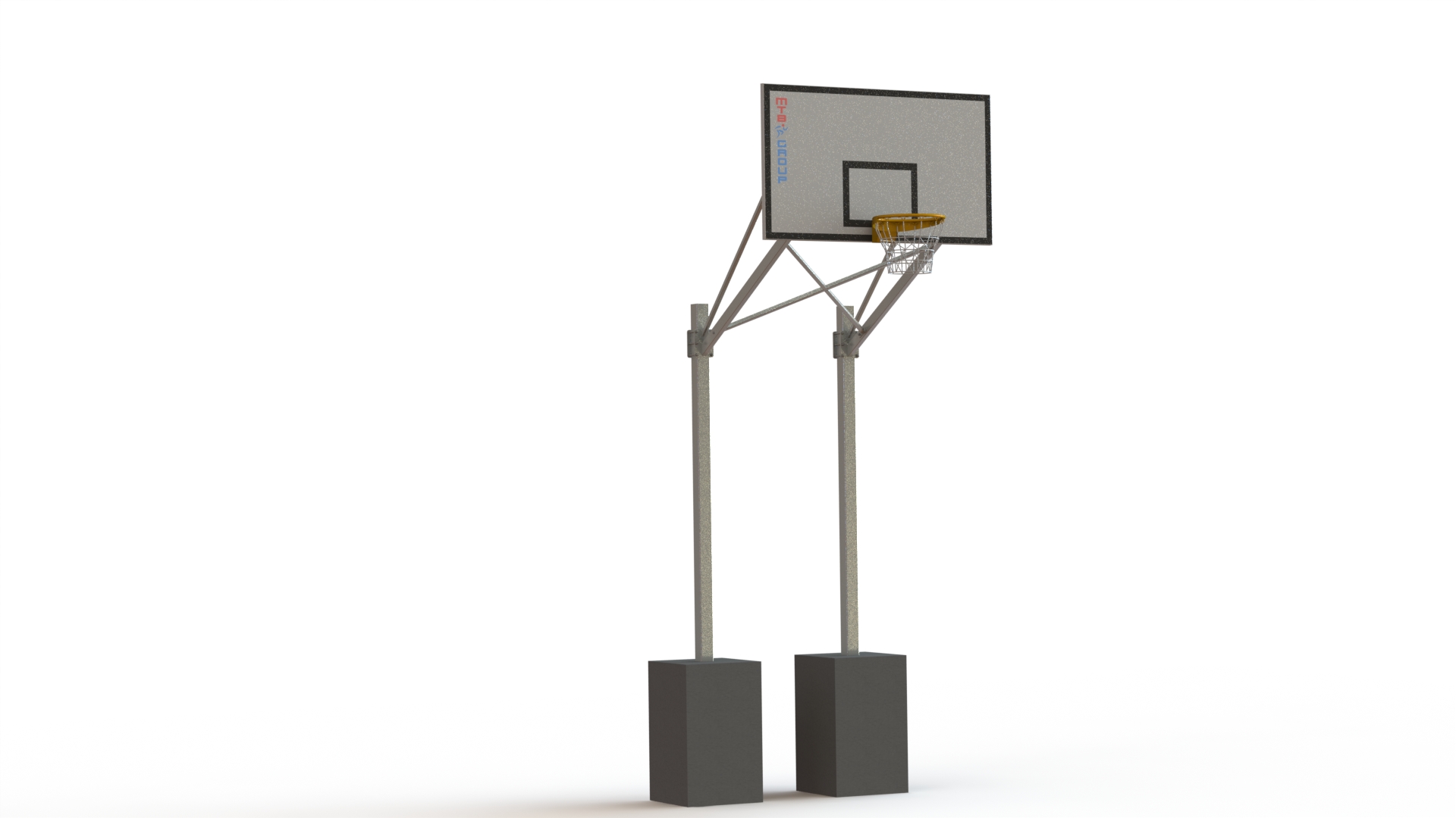 Basketbalová konstrukce dvousloupová, výsun 2,2 m, 